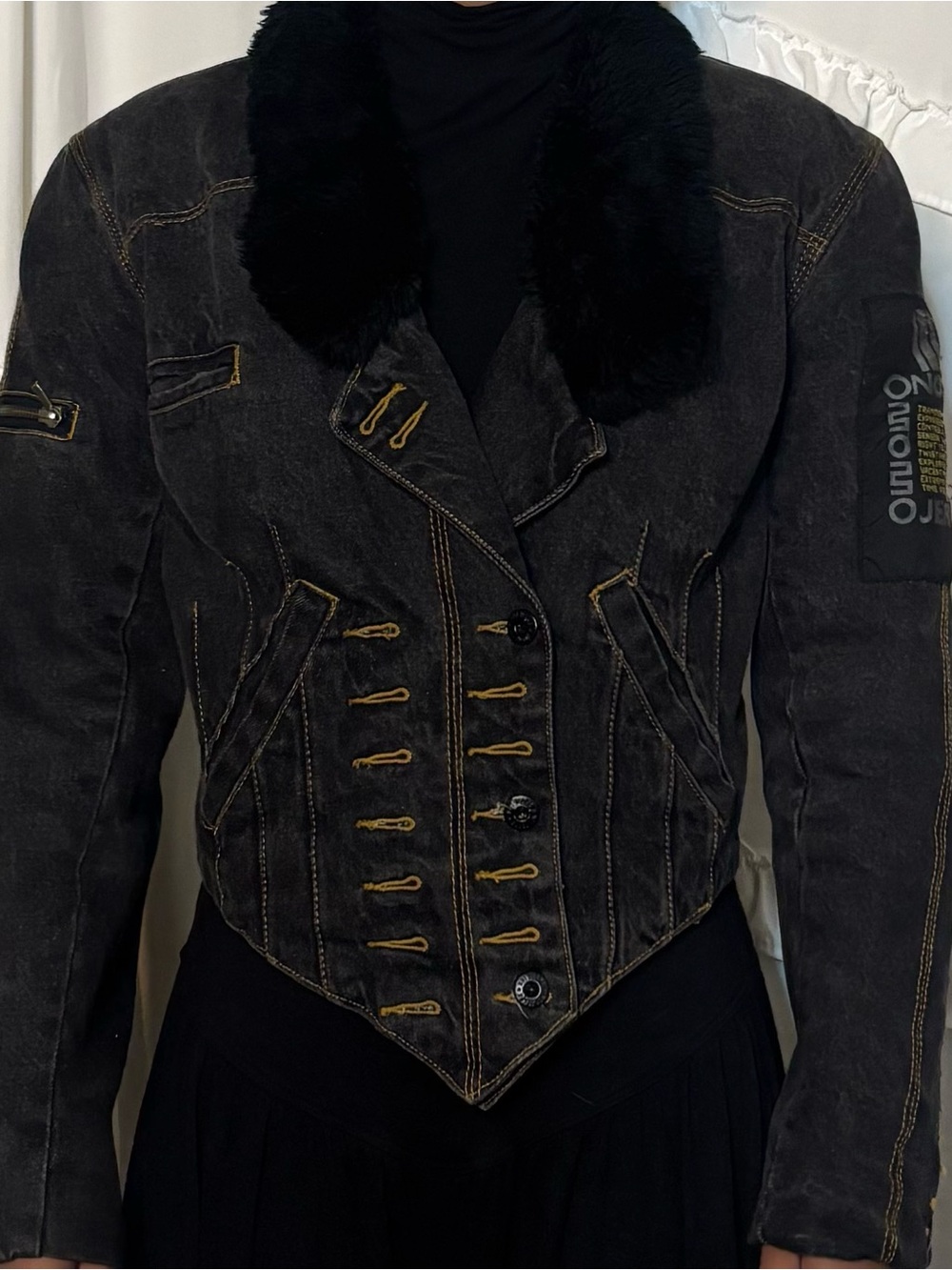 RARE Vintage Black Fitted Denim Jacket